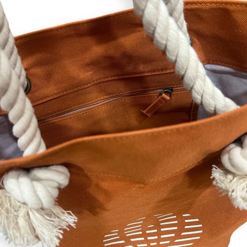 Bergdorf Goodman Sisley Paris Orange White Rope Handle Large Tote Hand Bag NWOT​ - Picture 3 of 9